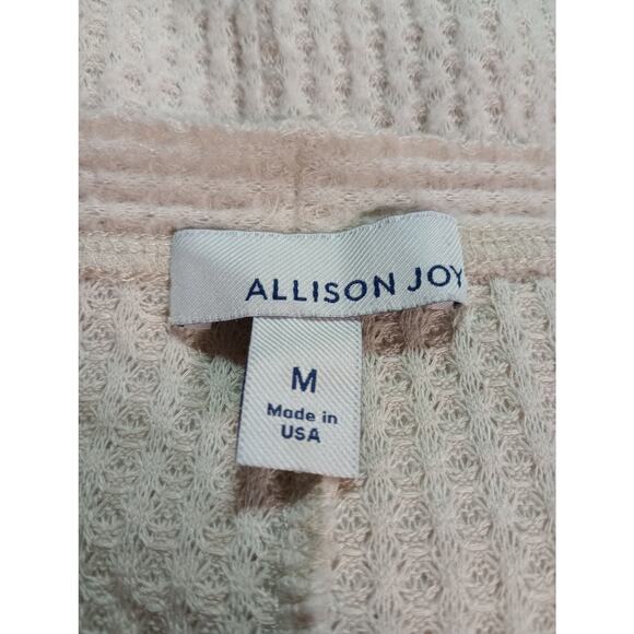 Allison‎ Joy Sweater Womens Medium Beige Button Up Tie Front Waffle Knit Top USA - Picture 5 of 7